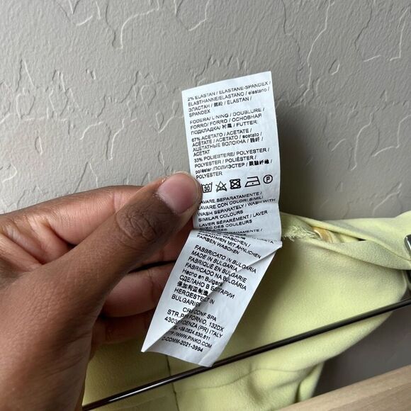 PINKO Natalia Yellow High Waisted Pleated Crepe Ankle Trouser Pants Size 2 - Picture 8 of 9